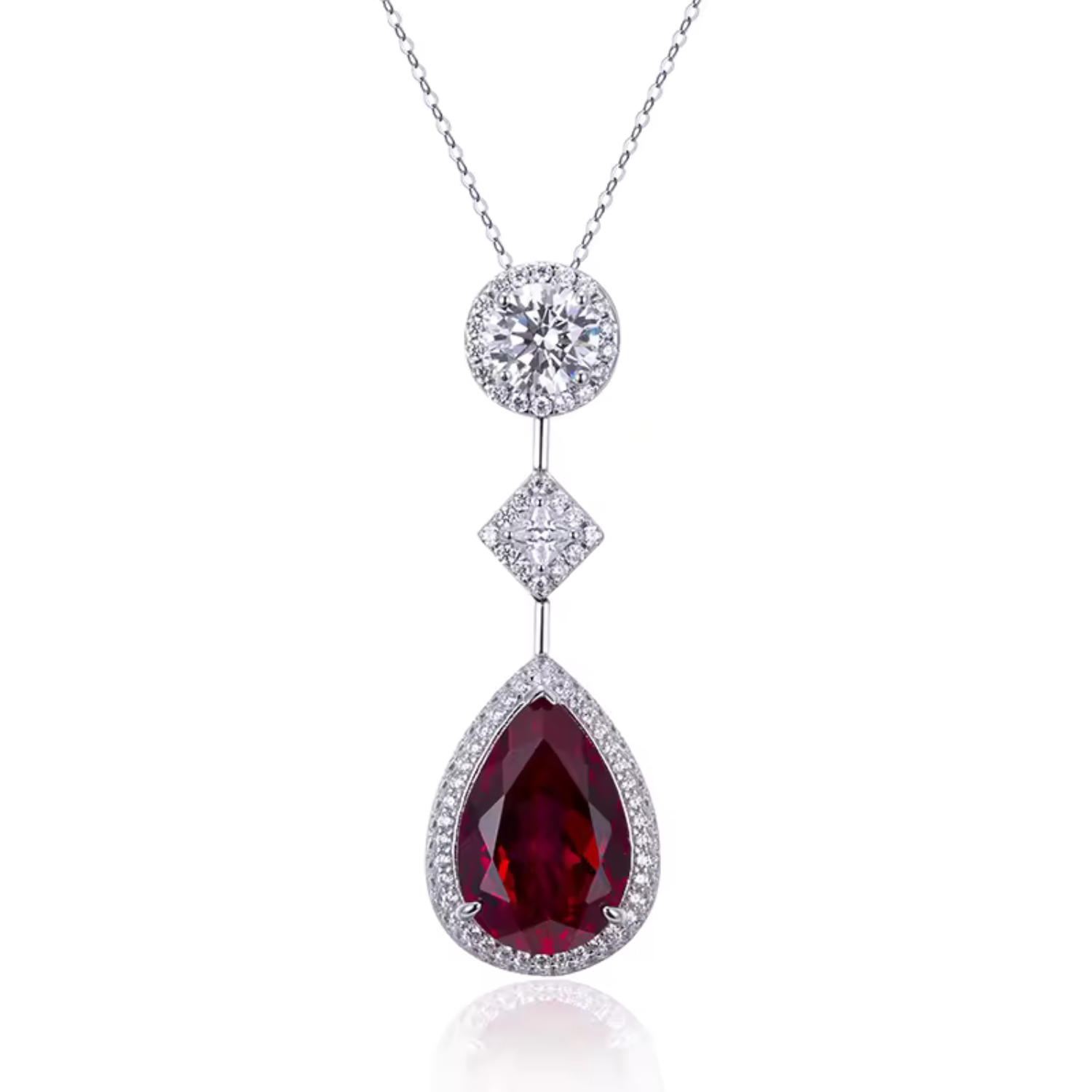 Pia – Pendant with Ruby and Thin Crystal Framework