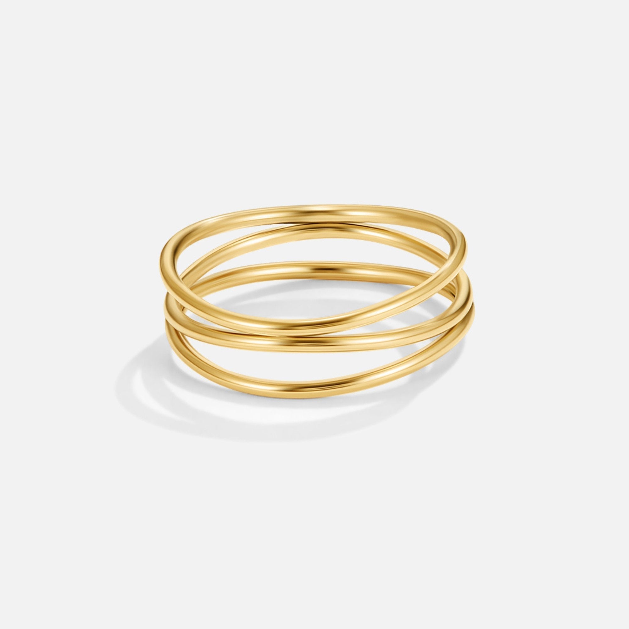 Valérie – Gold ring with crossed lines.