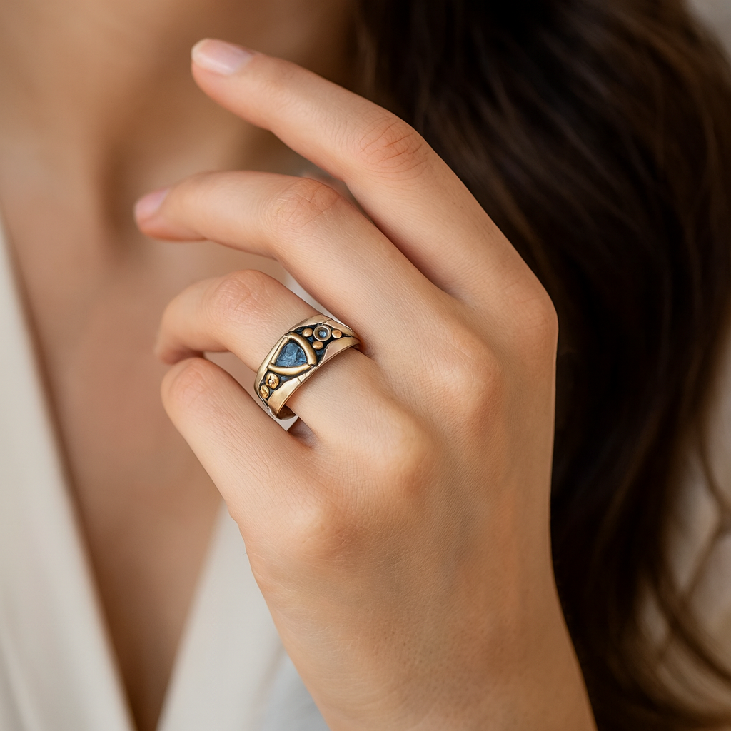 Leona - Vintage Ring with Blue Crystal