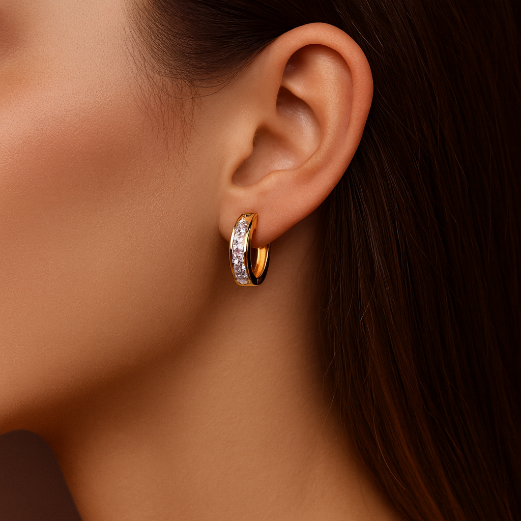 Pavlína - Elegant gold earrings with crystal