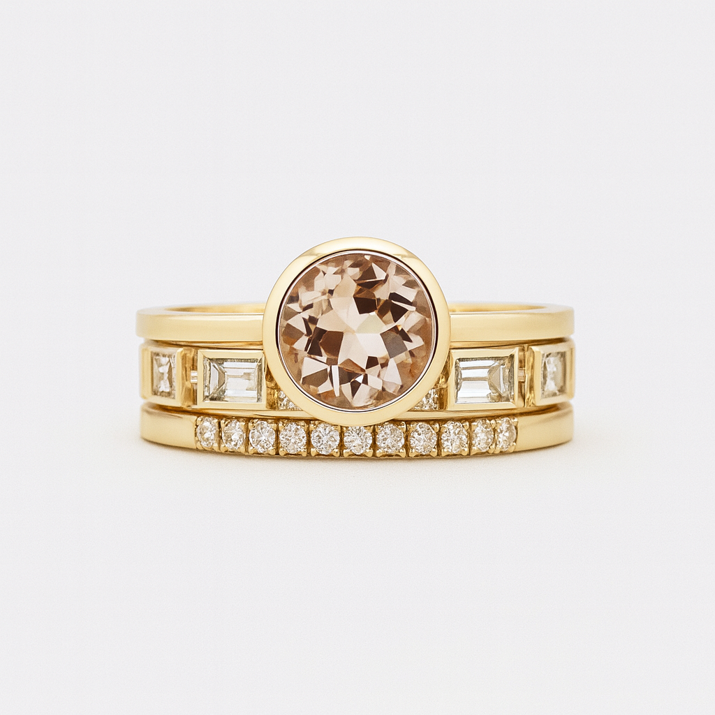 Colette - Set of Rings in Gold Crystal