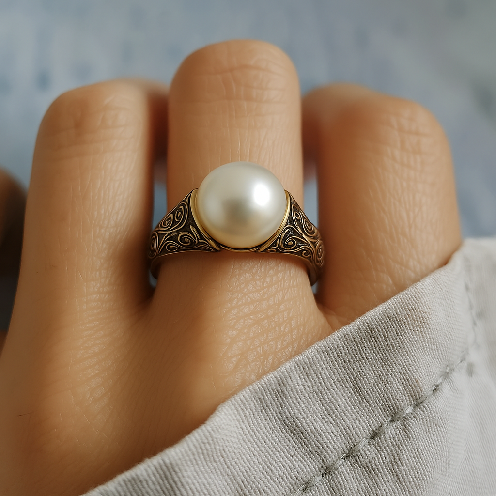 Theresia - Gold vintage ring with pearl