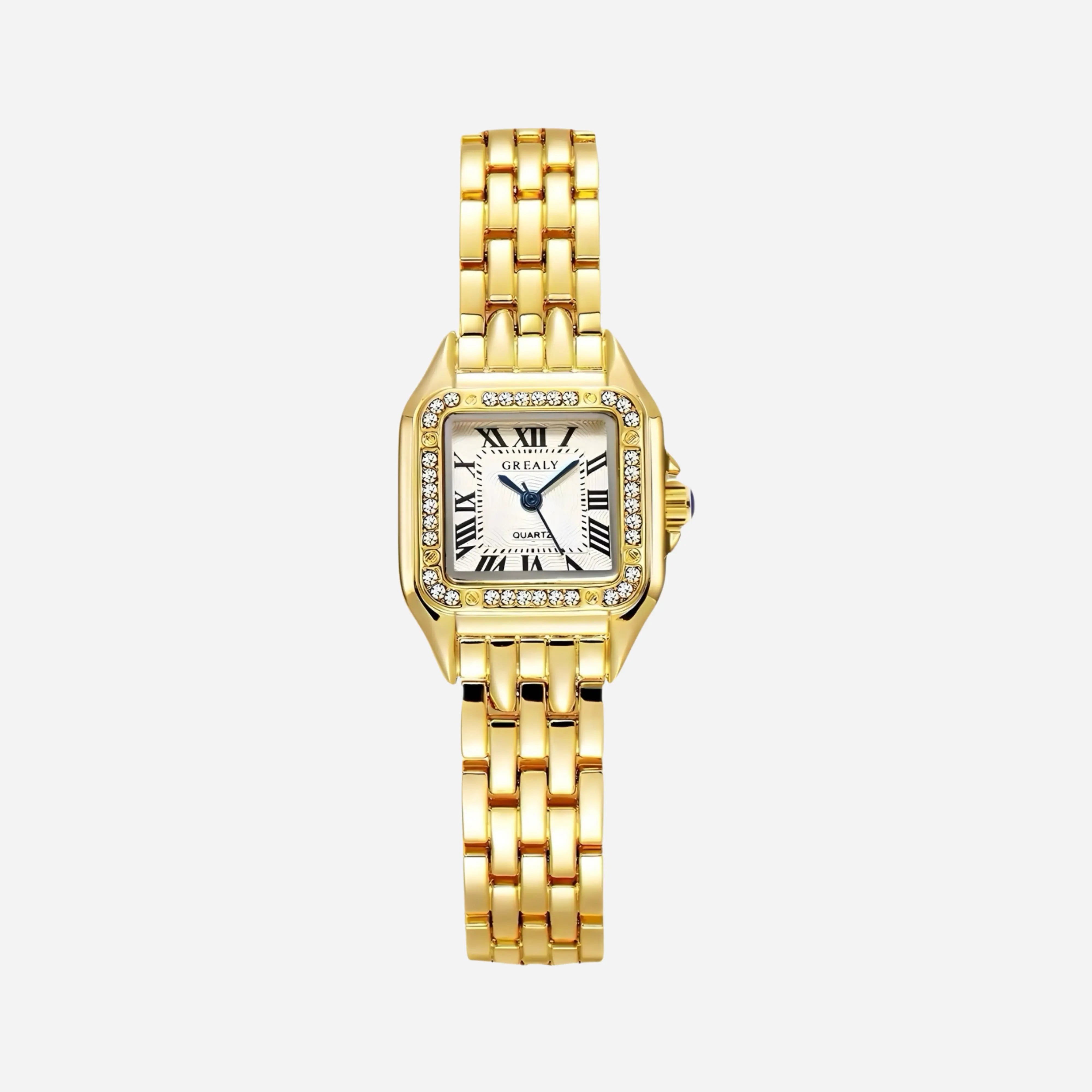 Leonie – Gold watch with square case.