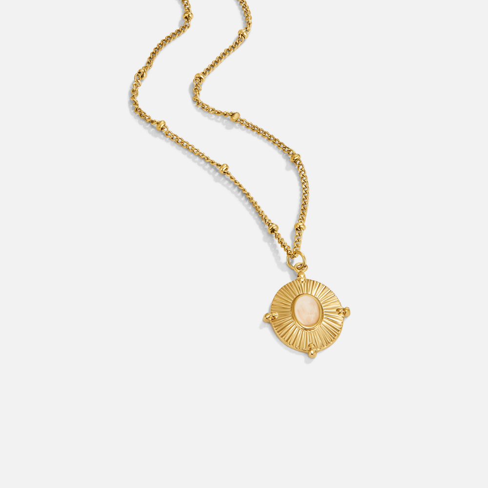 Annika – Slim Gold Necklace with Square Hanging Detail.