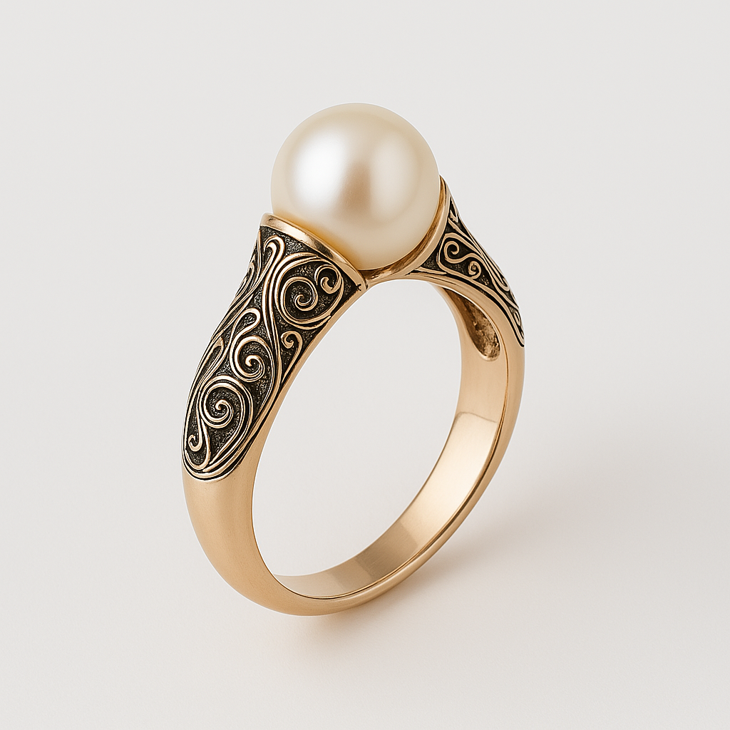 Theresia - Gold vintage ring with pearl