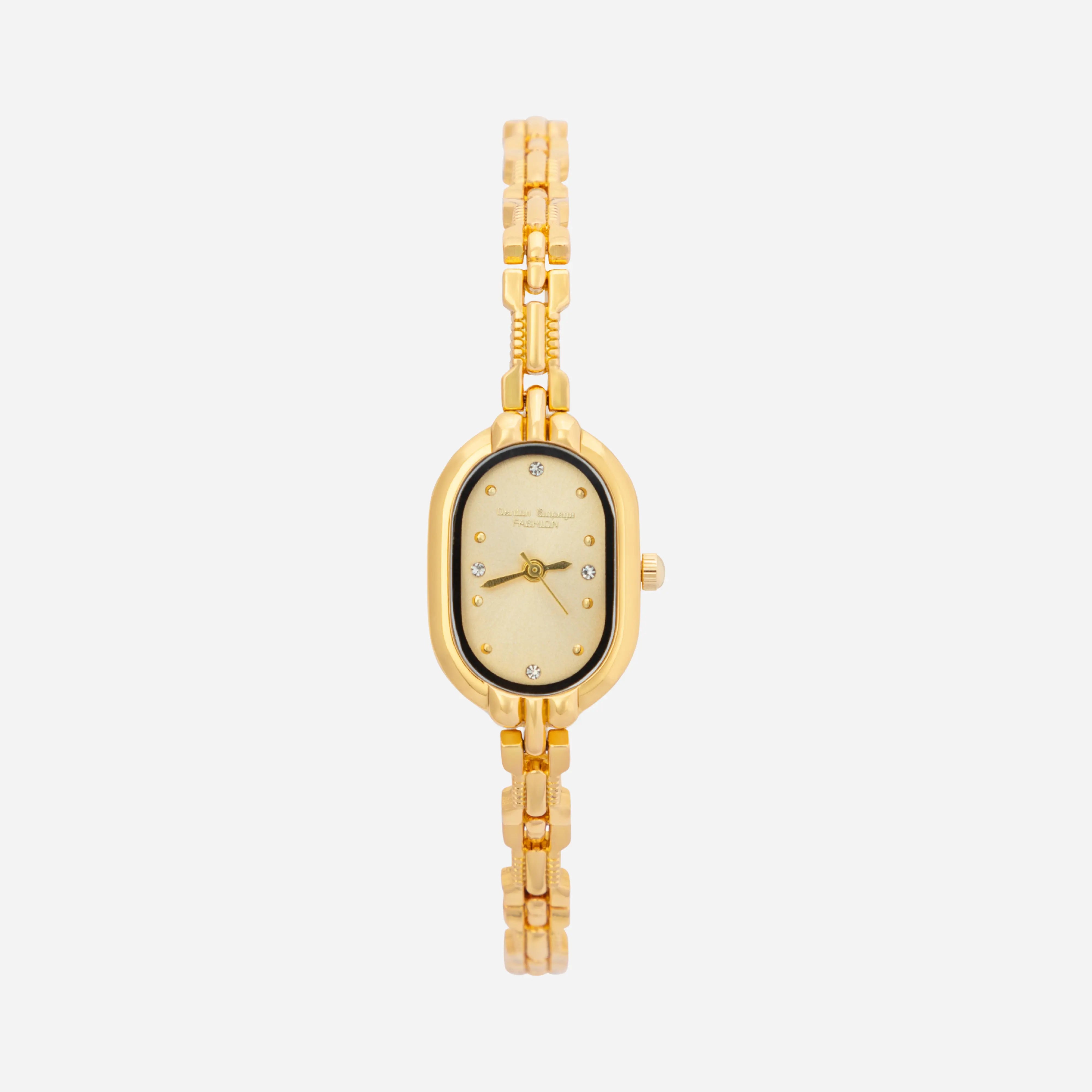 Viktoria – Gold watch with an oval face.