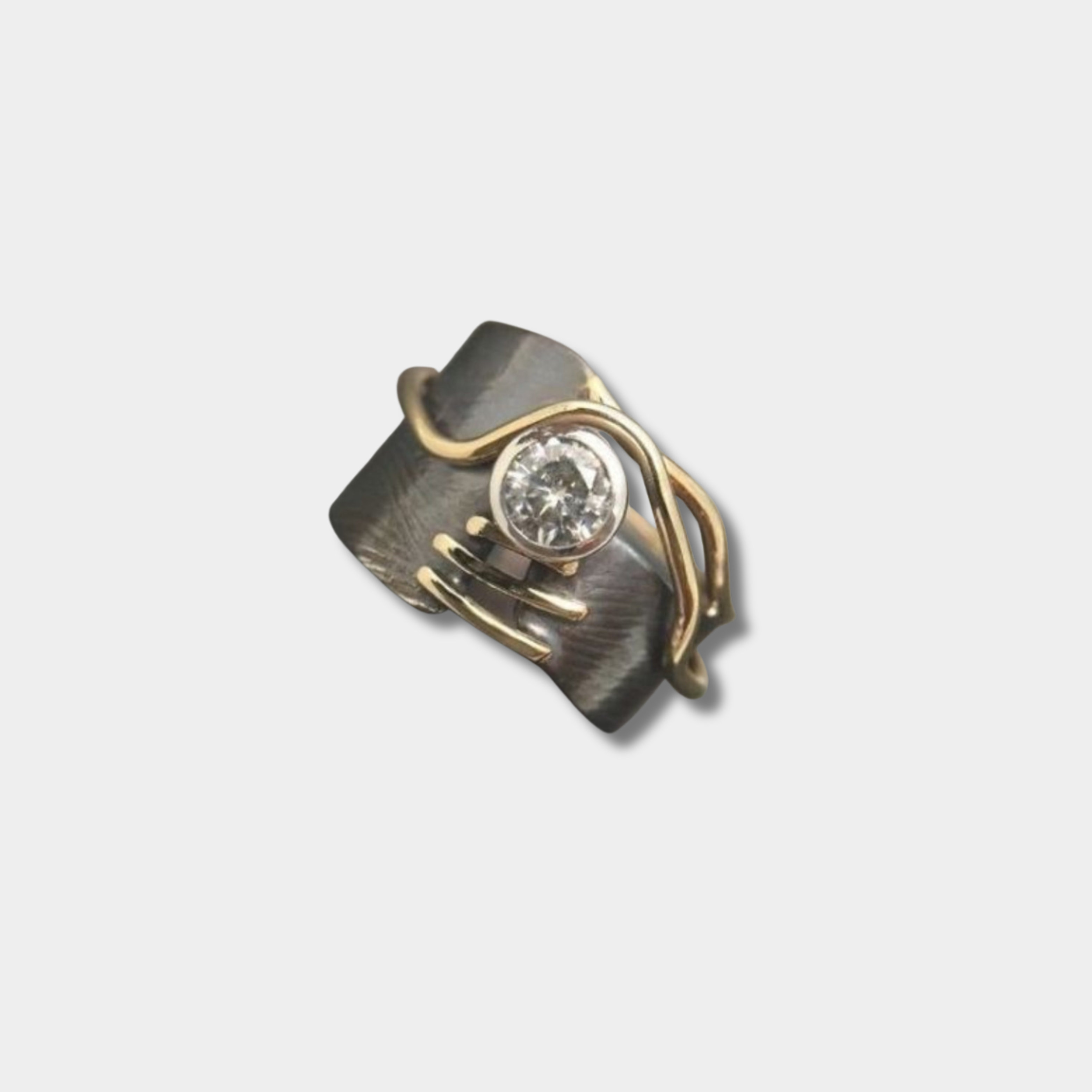 Laura - Vintage Ring in Dark Silver with Zircon