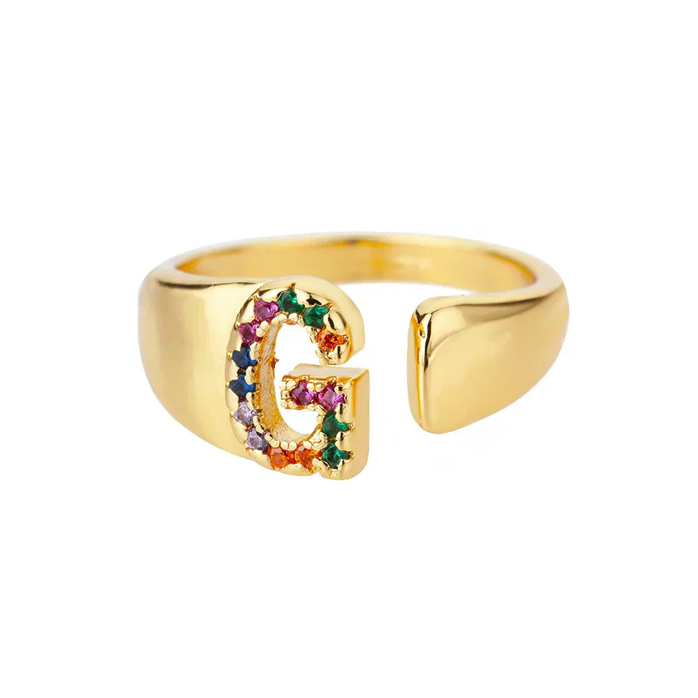 Γ - Gold ring in stainless steel with initial