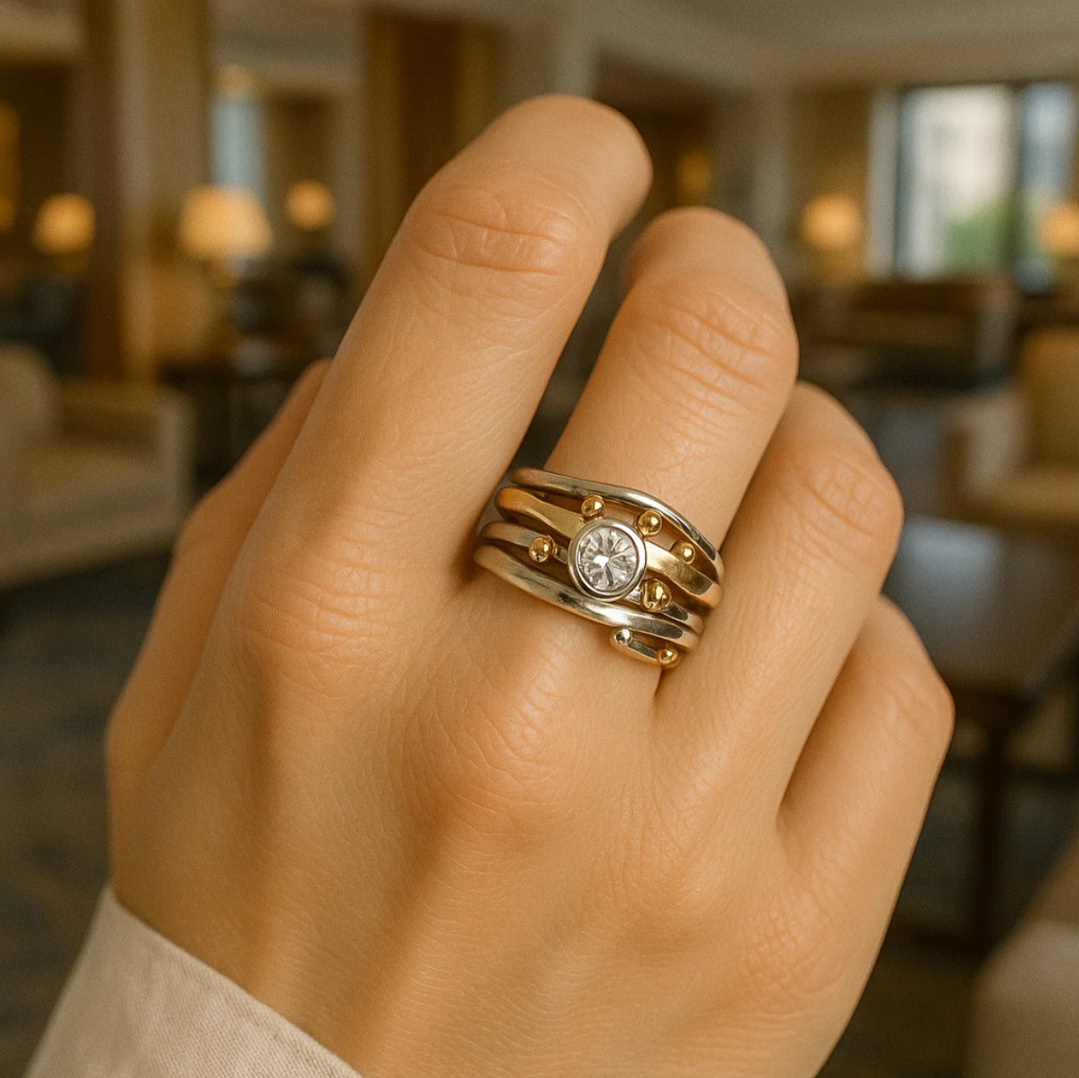 Štěpánka - Vintage gold ring with built-in zircon