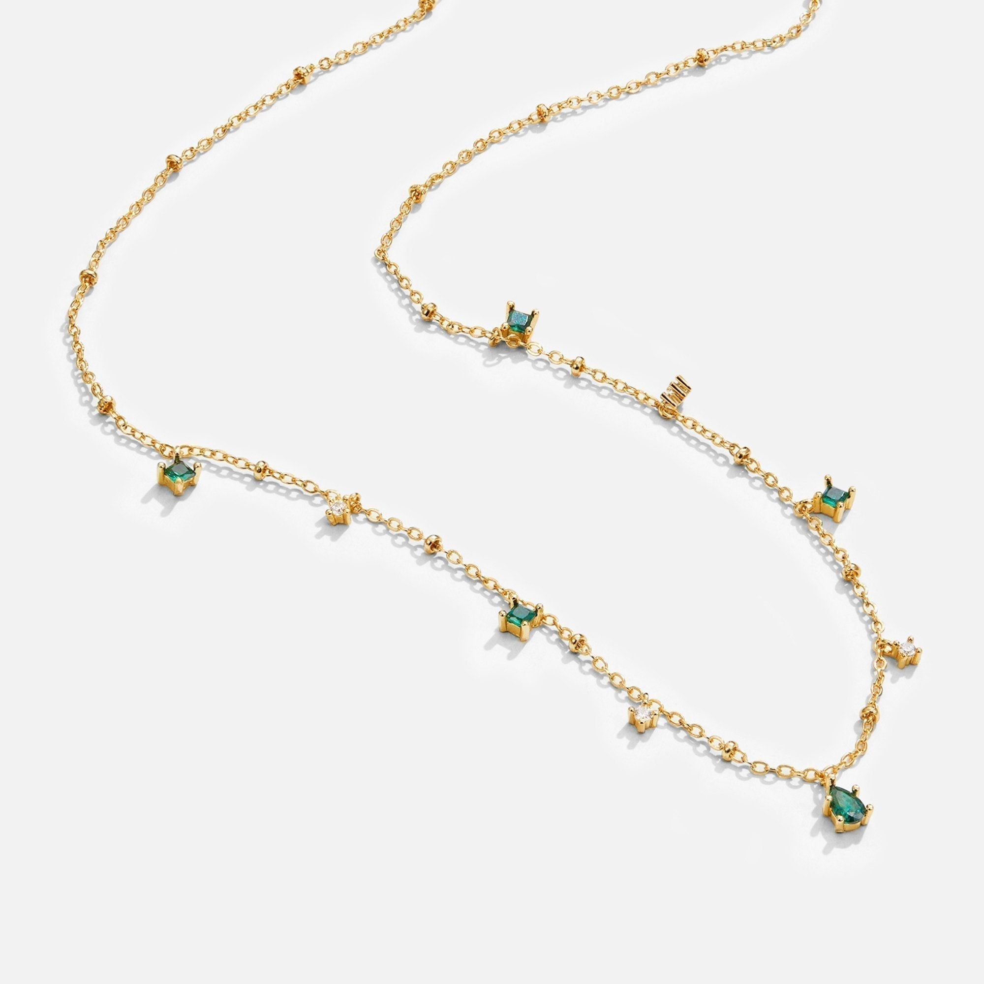 Martha – Gold Necklace with Green Pendant.