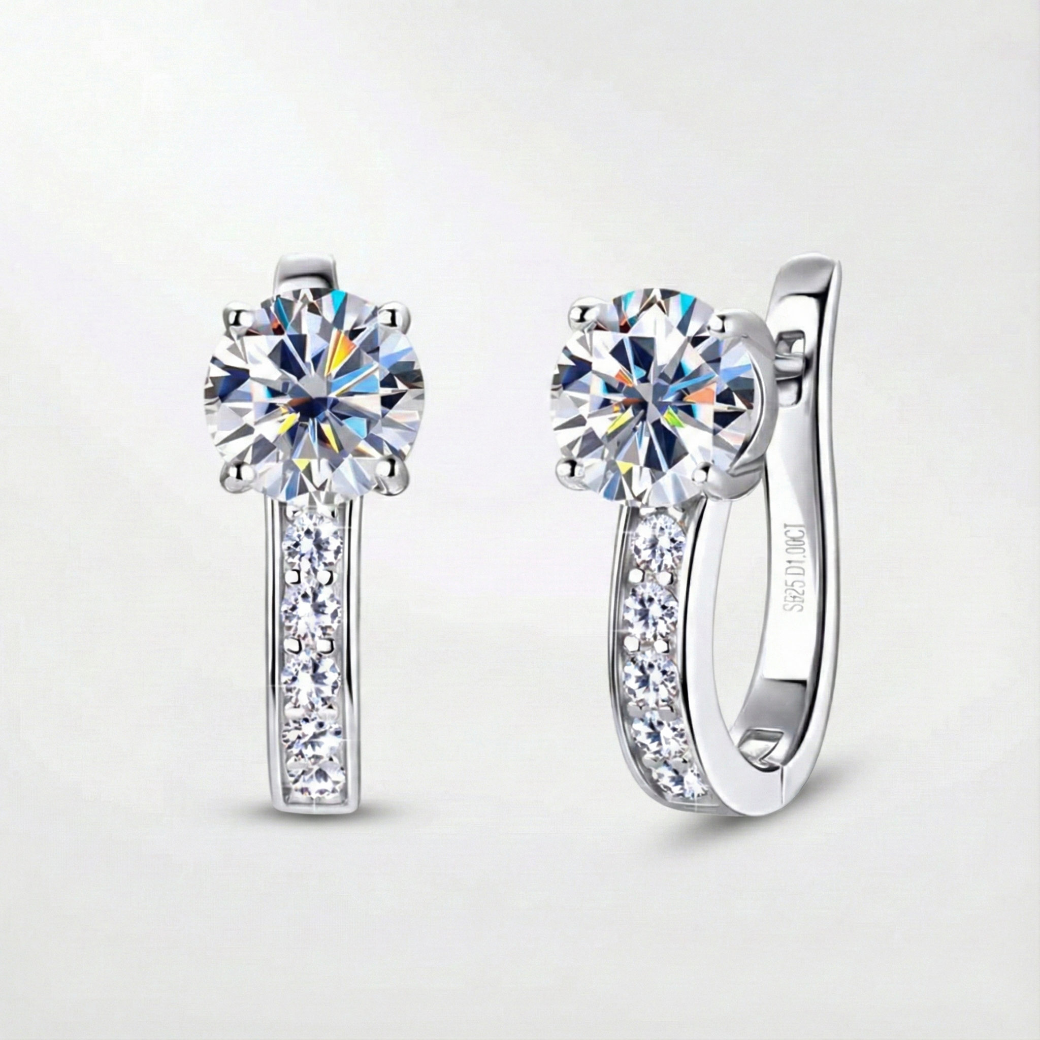 Huggie Earrings in Moissanite Channel