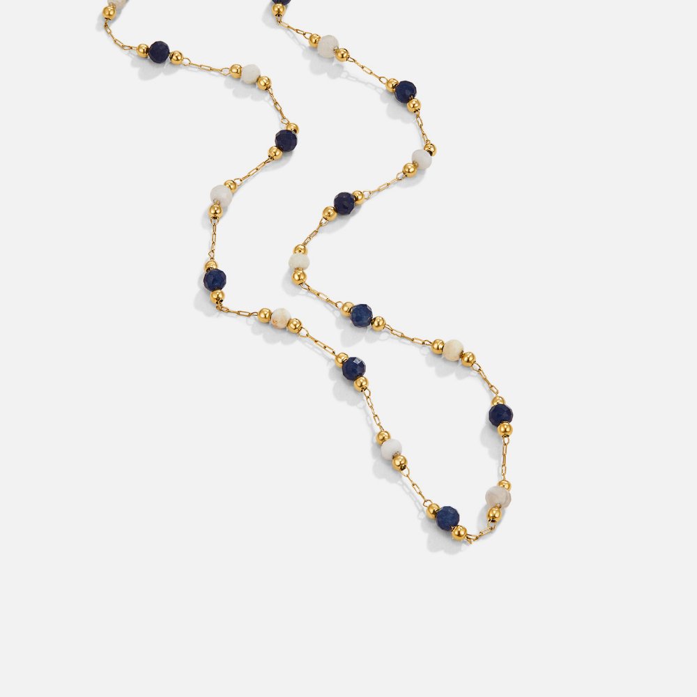 Johana – Gold necklace with multicoloured beads.