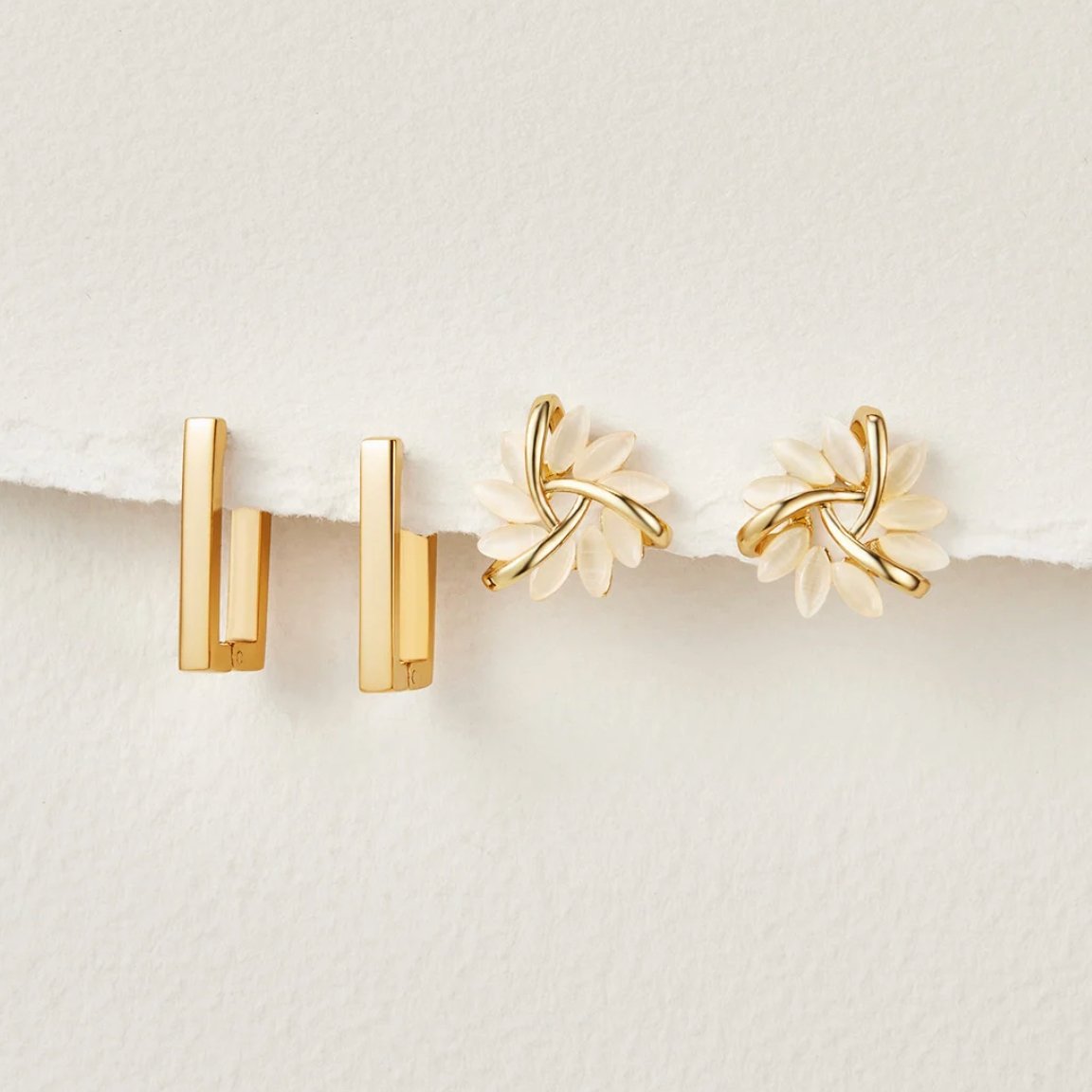 Karolina – Gold Earrings with Geometric Mix.
